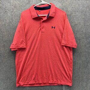 Under Armour The Playoff Polo Shirt Mens XL Red Solid Golf Stretch Tagless